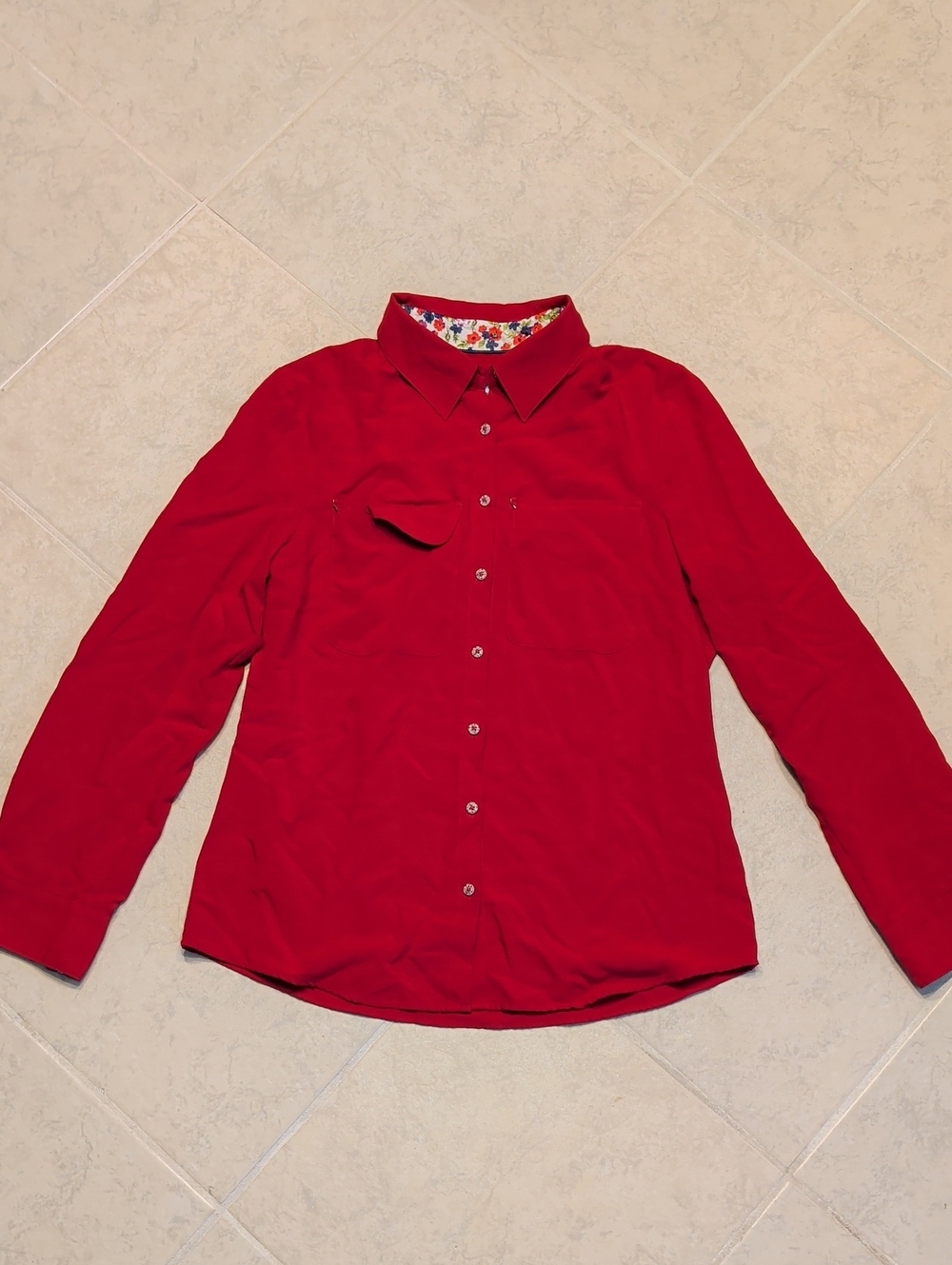 Hawes & Curtis Relaxed Fit Floral Red Long Sleeve Button Down Shirt